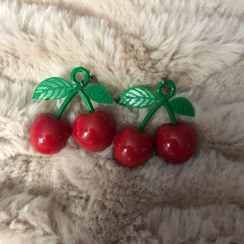 **SOLD** Cherry Earrings - Picture 2 of 4